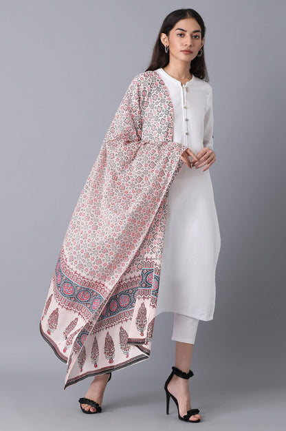 Peach Voile Printed Dupatta