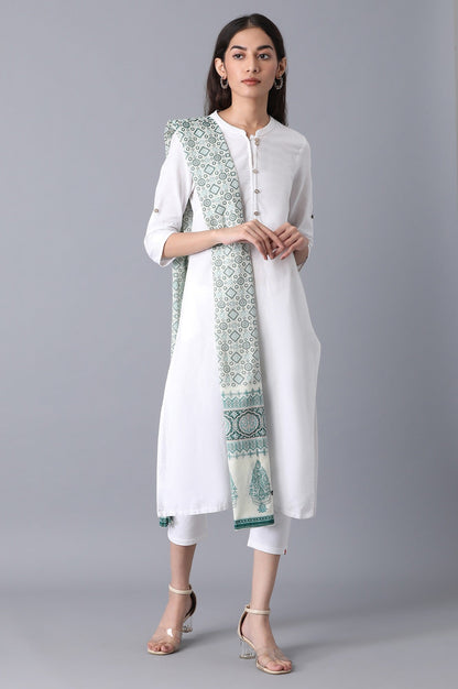 White Voile Printed Dupatta