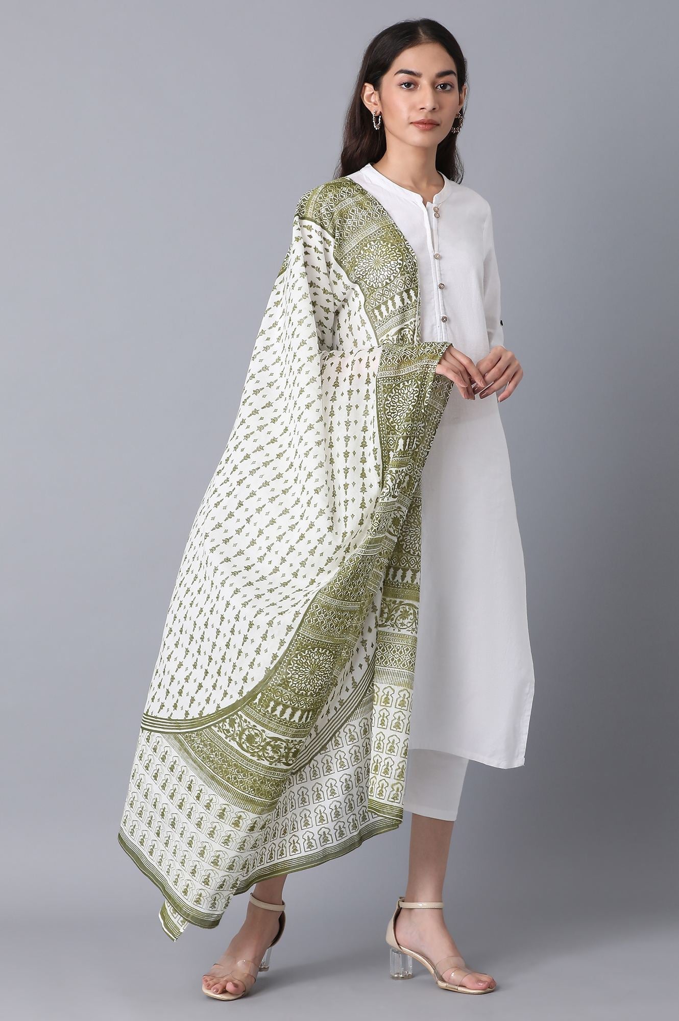 Green Voile Printed Dupatta