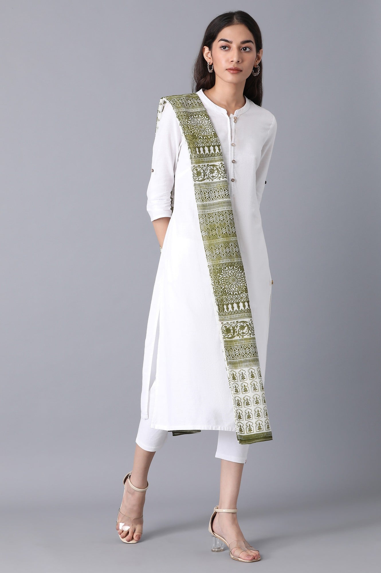 Green Voile Printed Dupatta