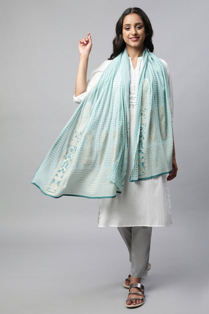 Blue Voile Printed Dupatta
