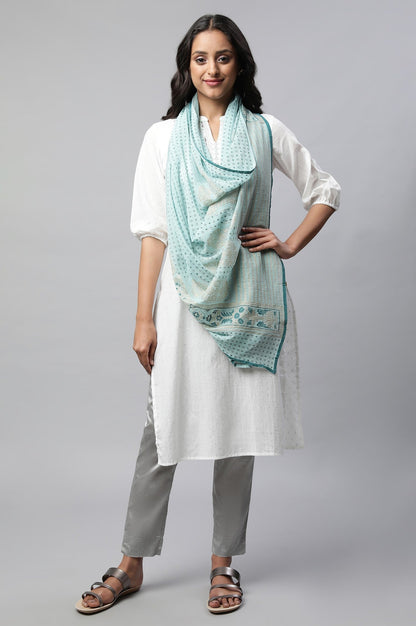 Blue Voile Printed Dupatta