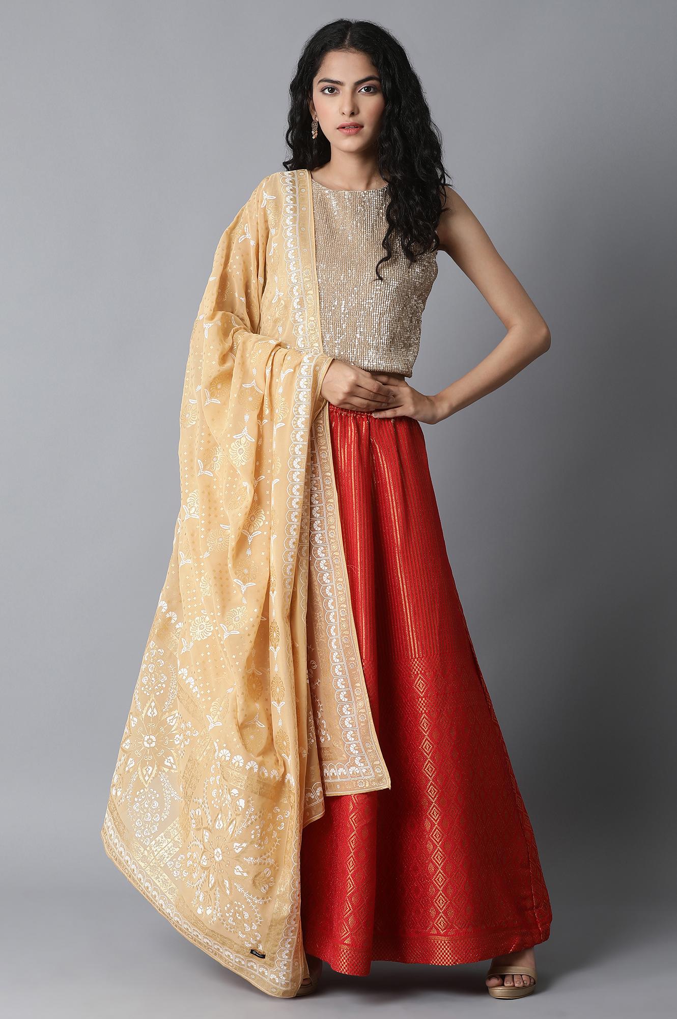 Taffy Gold Printed Dupatta