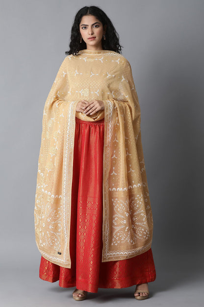 Taffy Gold Printed Dupatta