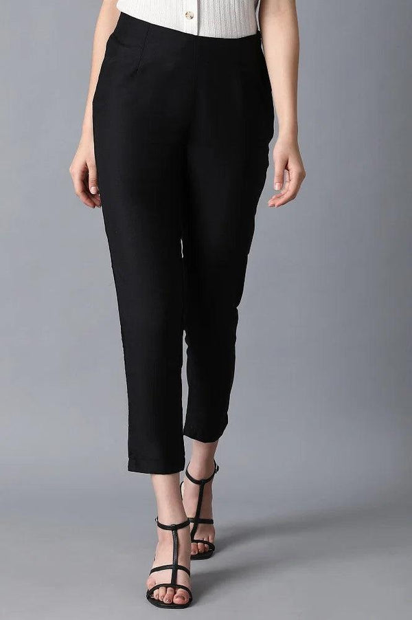 Black Solid Trousers