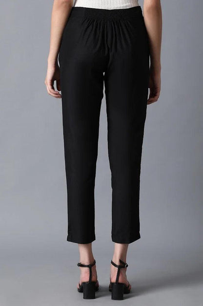 Black Solid Trousers - wforwoman