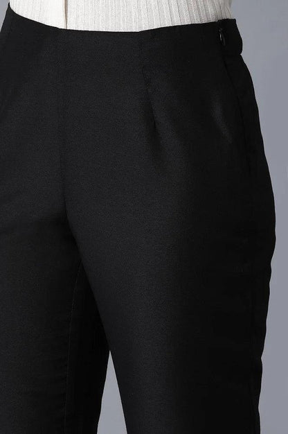 Black Solid Trousers - wforwoman