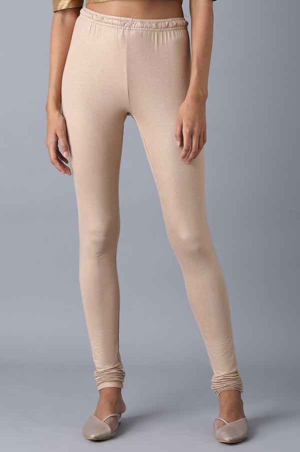 Pale Beige Knitted Ankle Length Churidar