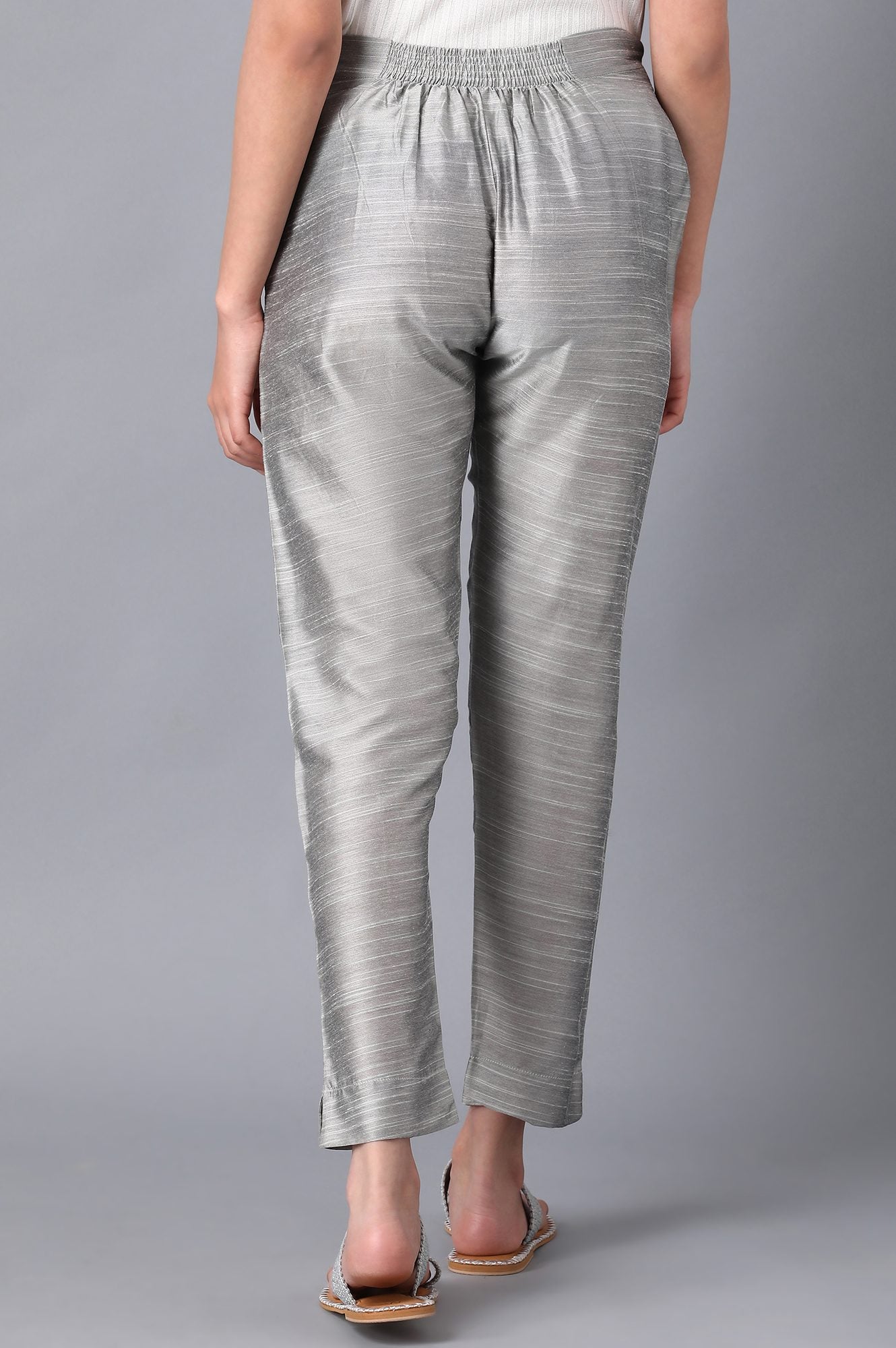 Silver Solid Trousers