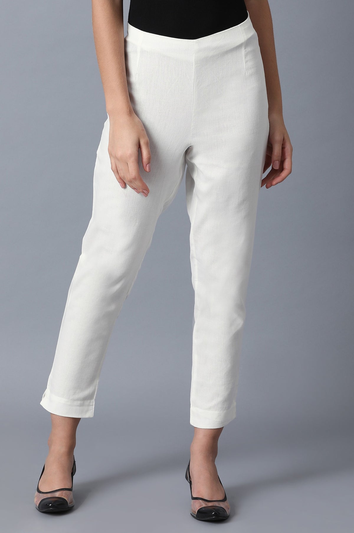 White Fitted Pants - 6