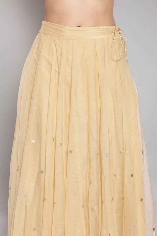 Gold Sequined Mesh Skirt