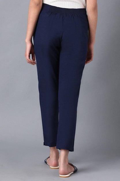 Blue Solid Trousers - wforwoman
