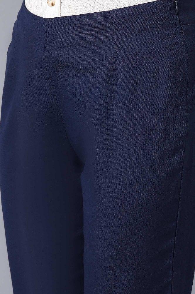 Blue Solid Trousers - wforwoman