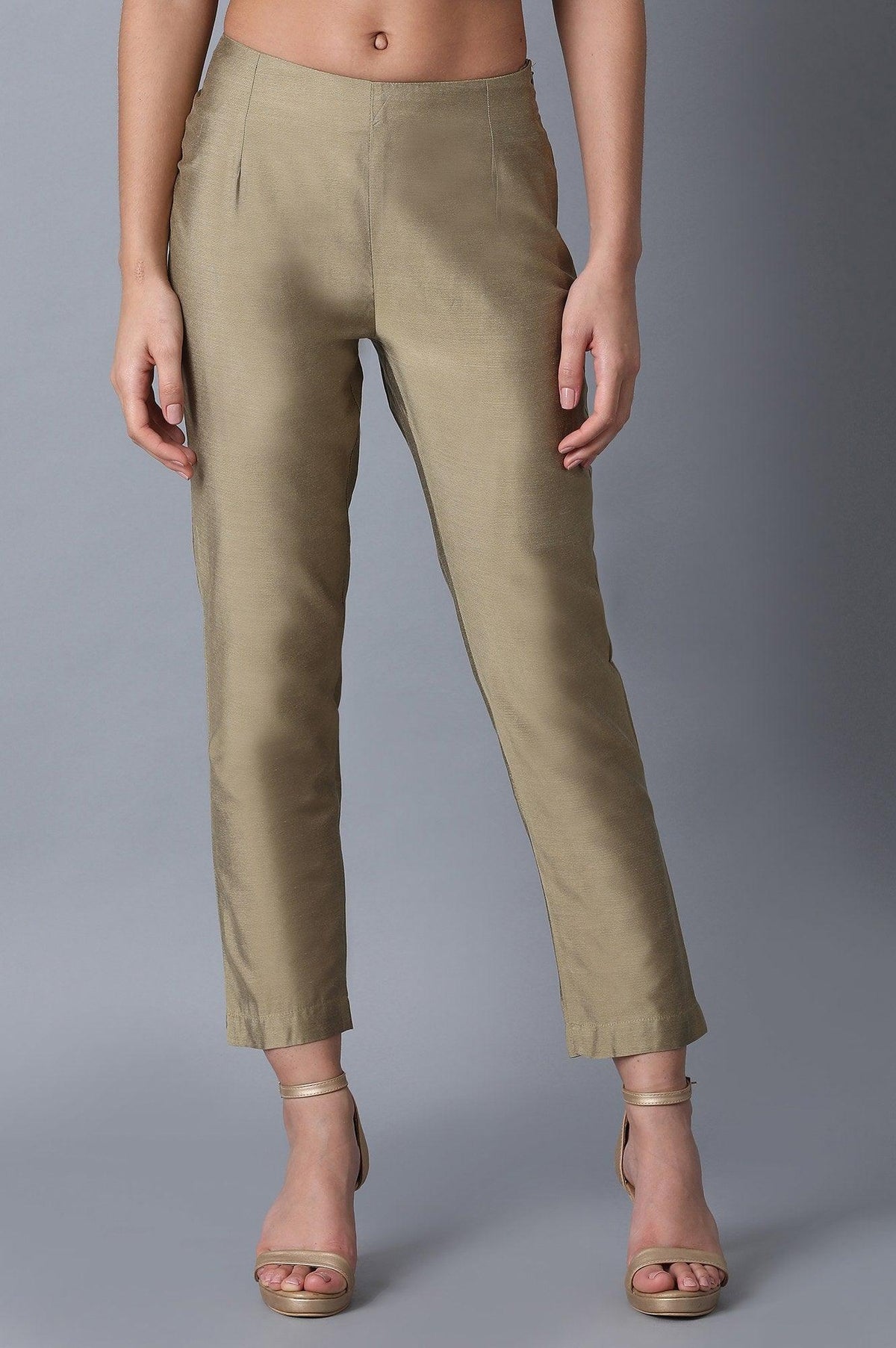 Beige Cropped Trousers - XS