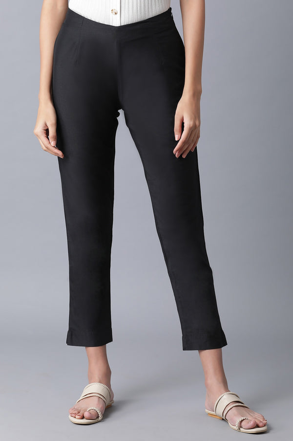 Black Slim Fit Ankle Length Pants