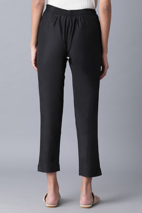 Black Slim Fit Ankle Length Pants