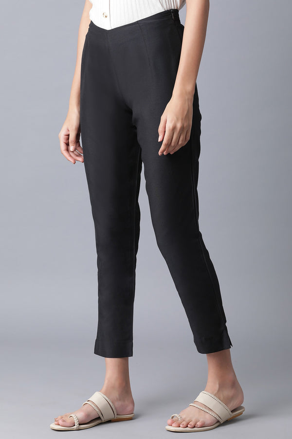 Black Slim Fit Ankle Length Pants