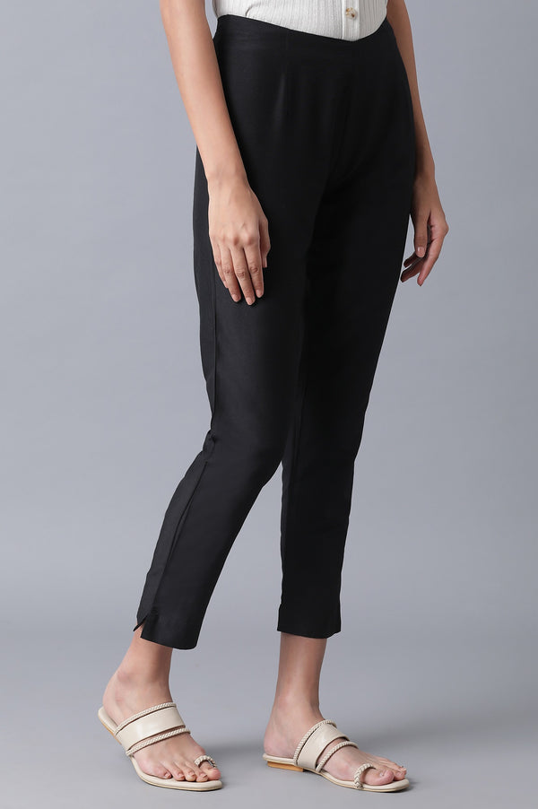 Black Slim Fit Ankle Length Pants