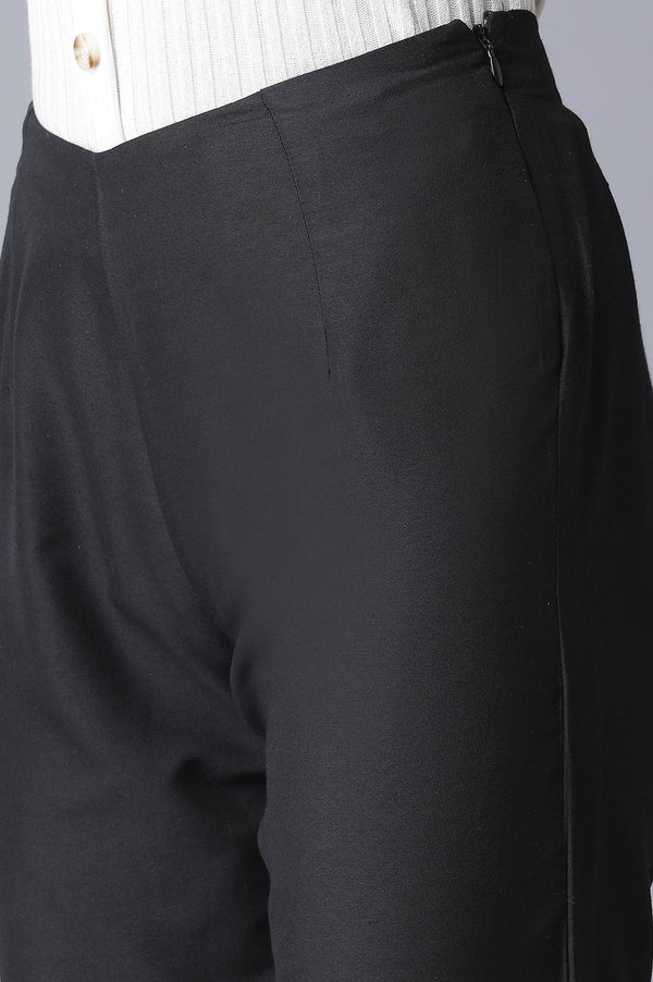 Black Slim Fit Ankle Length Pants