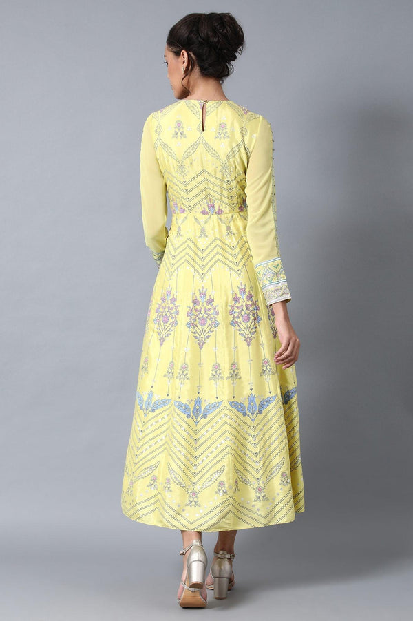 Yellow Round Neck Festive Dress