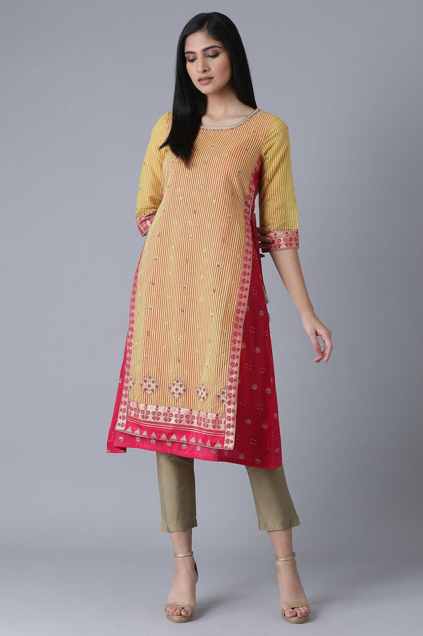 Mustard Yellow Embroidered kurta