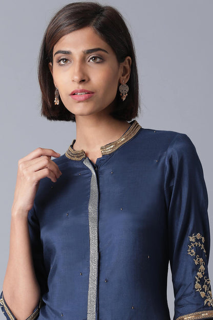 Navy Blue Straight kurta - wforwoman