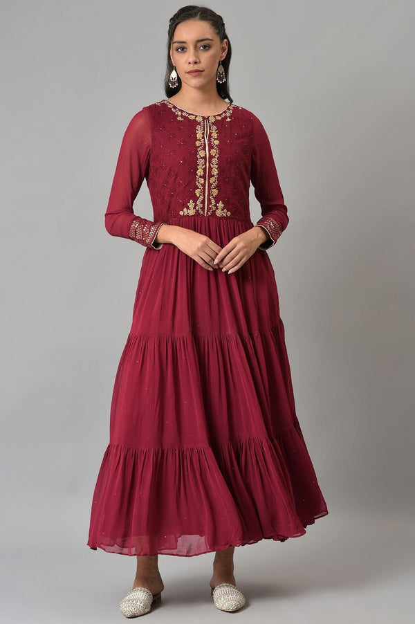 Maroon Tiered Dress