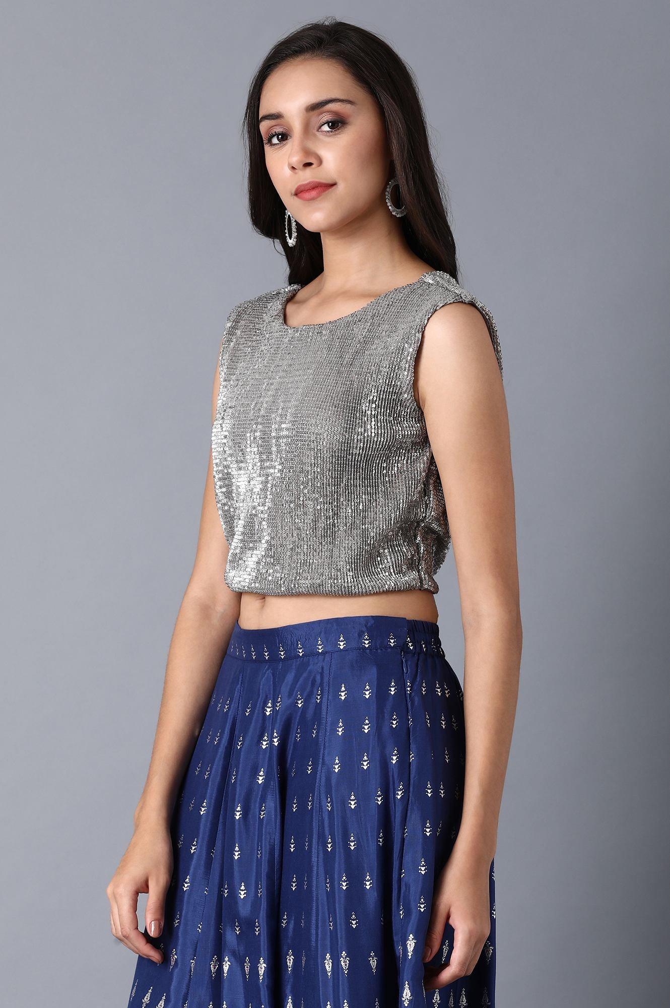 Silver Sequined Top - wforwoman