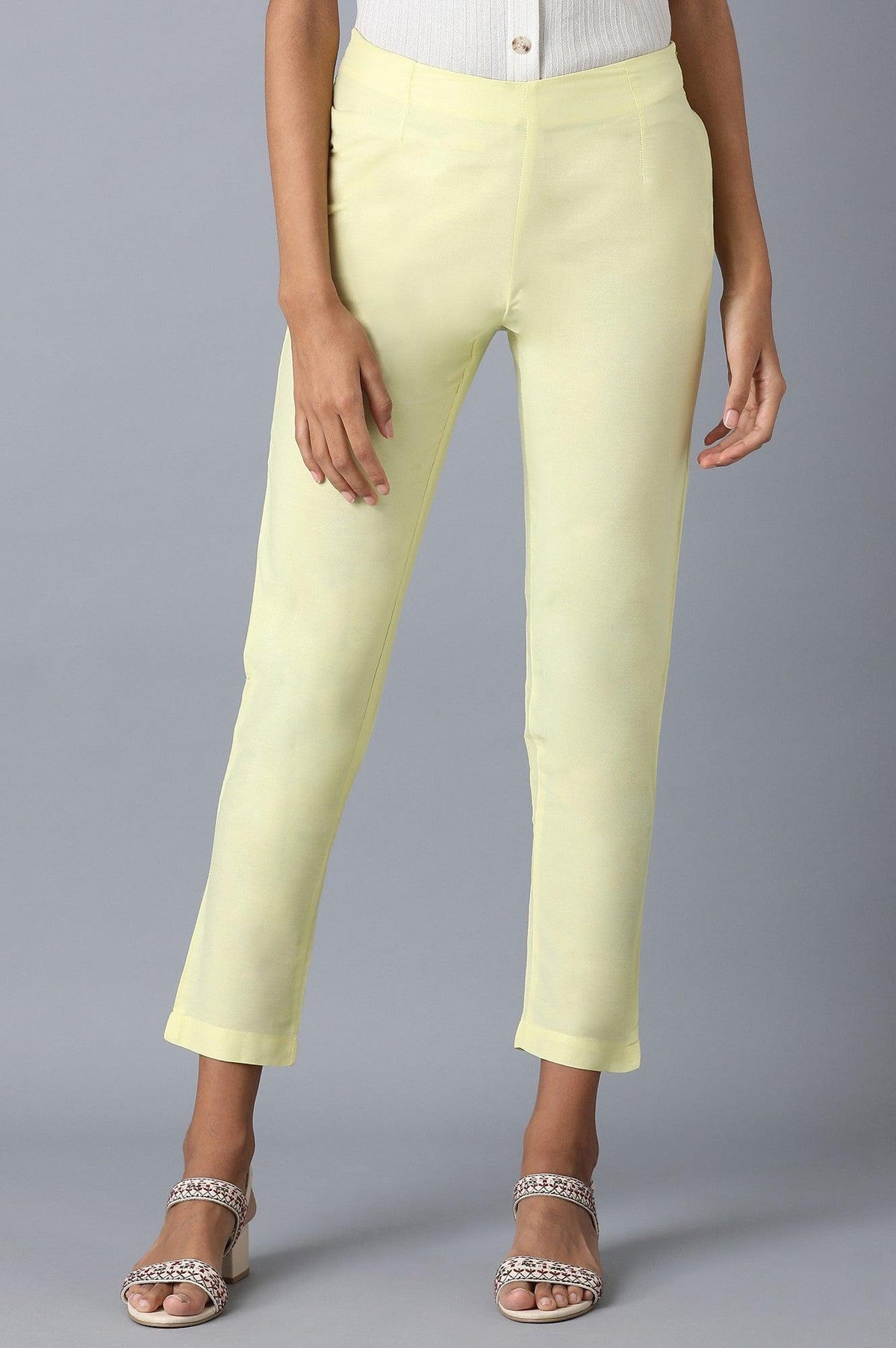 Pale Yellow Slim Pants - M