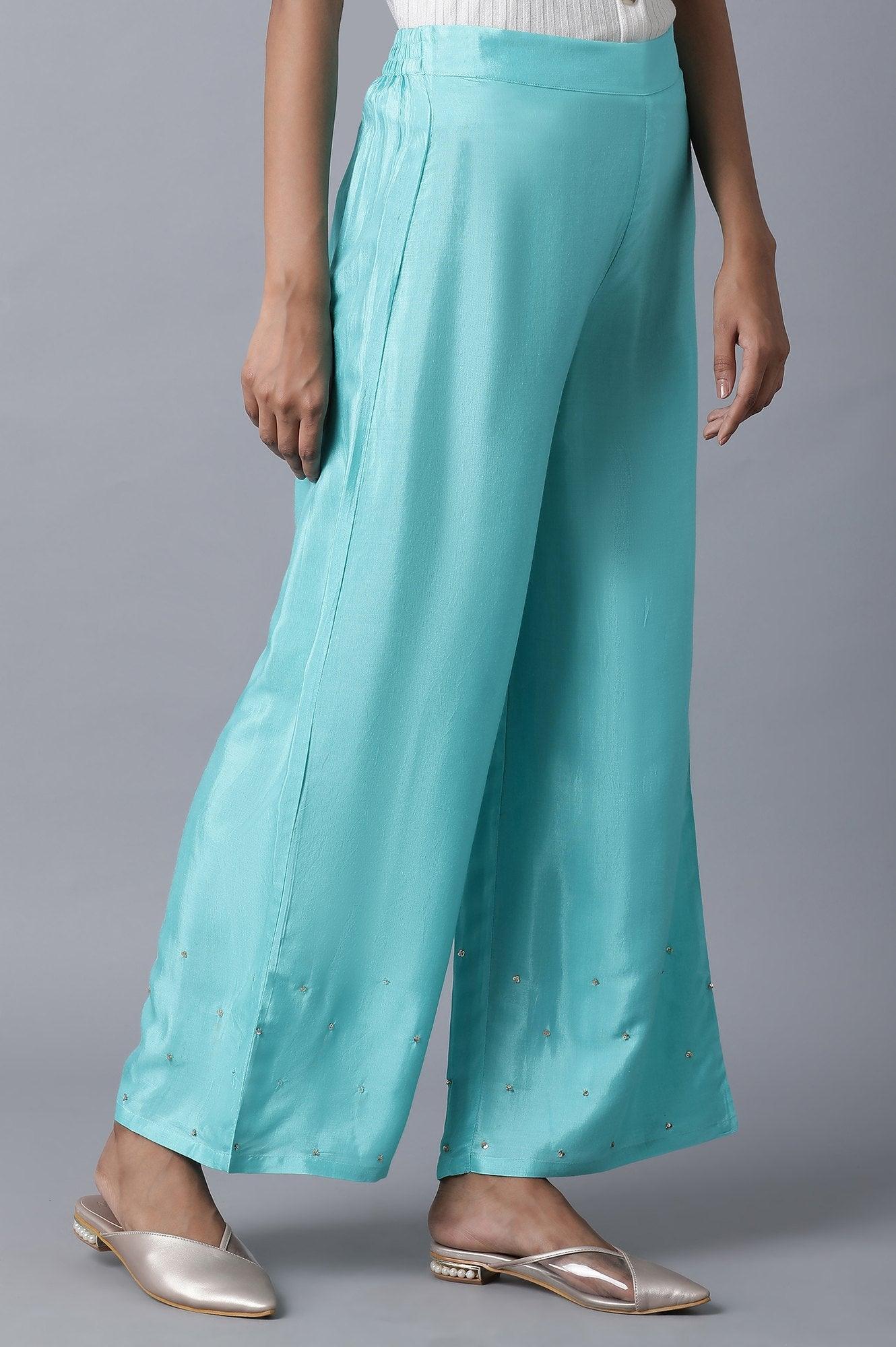 Turquoise Parallel Pants - wforwoman