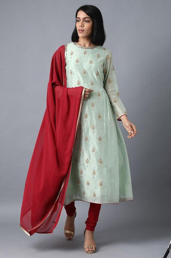 Green Round Neck kurta Set