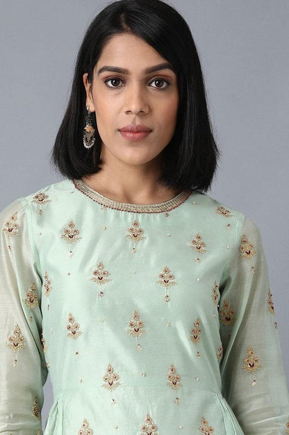 Green Round Neck kurta Set - wforwoman