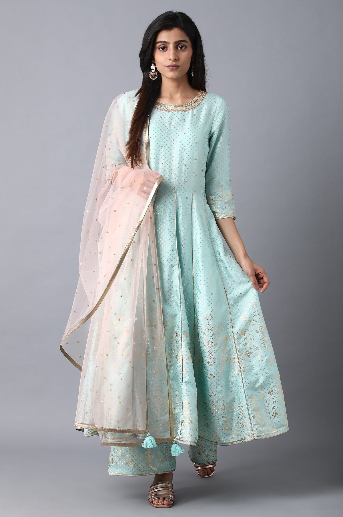 Green Round Neck kurta Set - 6