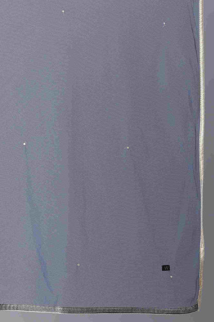 Navy Blue Flared kurta-Parallel Pants-Drape Set - wforwoman