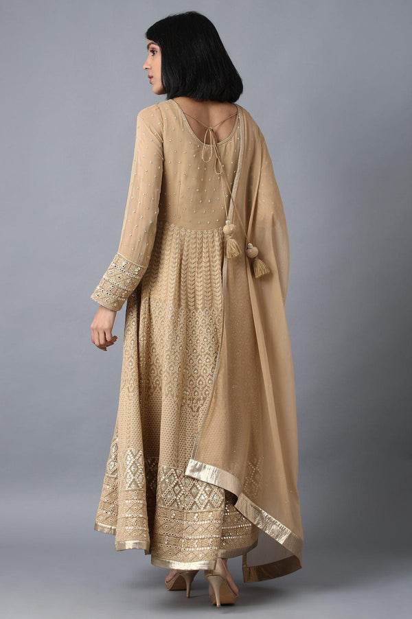 Golden Round Neck kurta Set