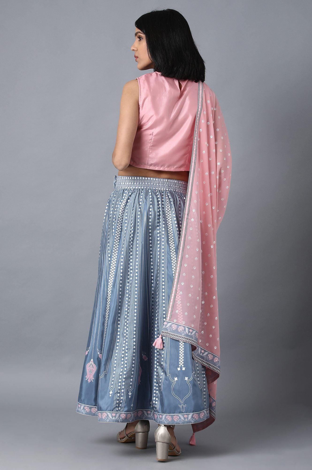 Pink Round Neck Embroidered Set - wforwoman