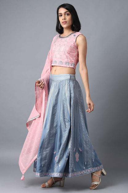 Pink Round Neck Embroidered Set - wforwoman