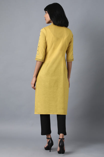 Yellow Mandarin Neck kurta
