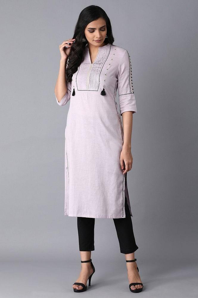 Beige Classic Khadi kurta - wforwoman