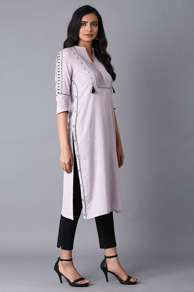 Beige Classic Khadi kurta - wforwoman