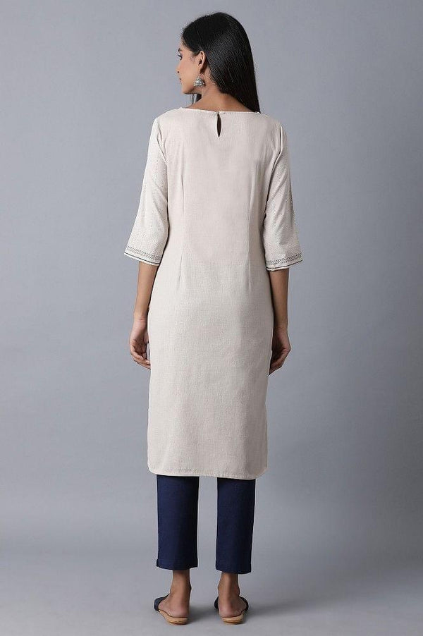 Beige Embroidered kurta