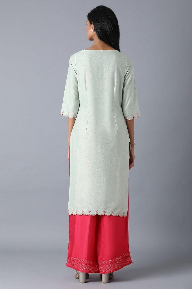 Mint Green Foiled kurta - wforwoman