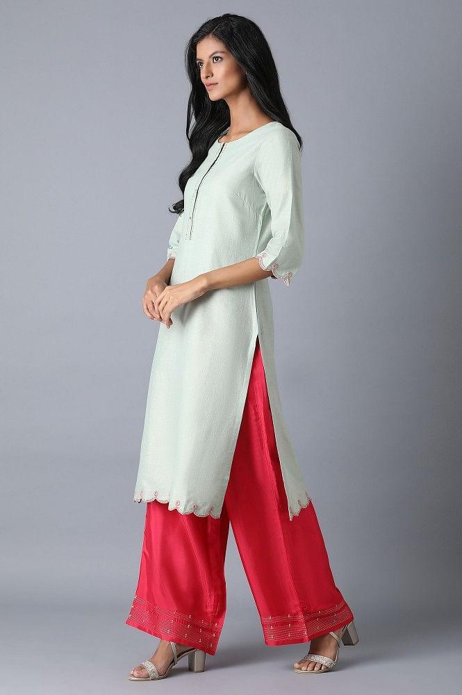 Mint Green Foiled kurta - wforwoman