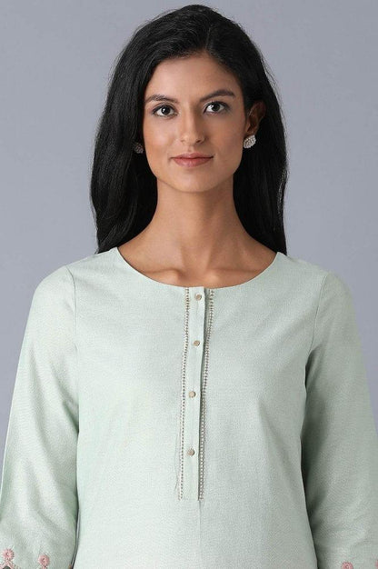 Mint Green Foiled kurta - wforwoman