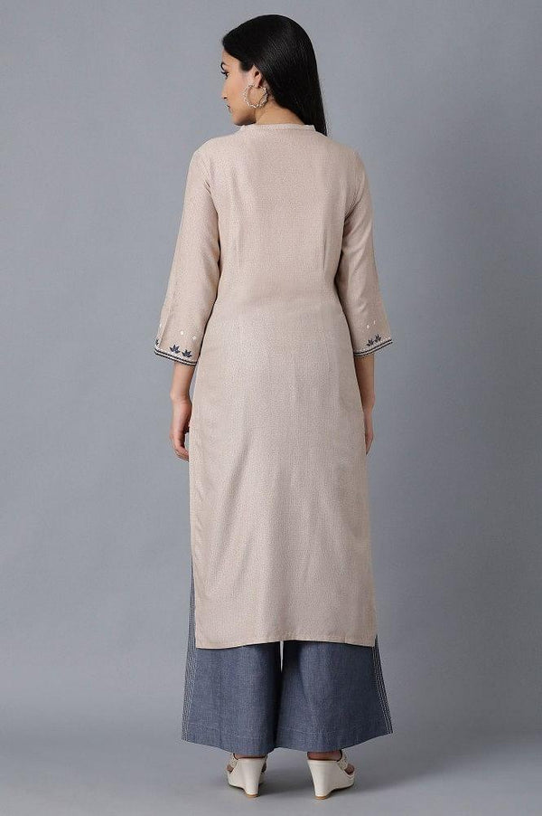 Beige Mandarin Neck kurta