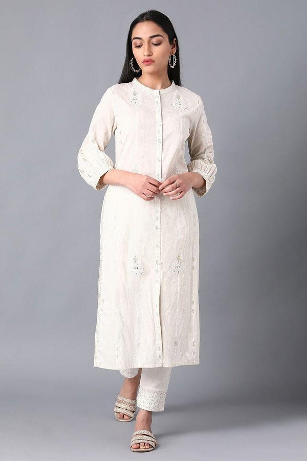 White Mandarin Neck kurta