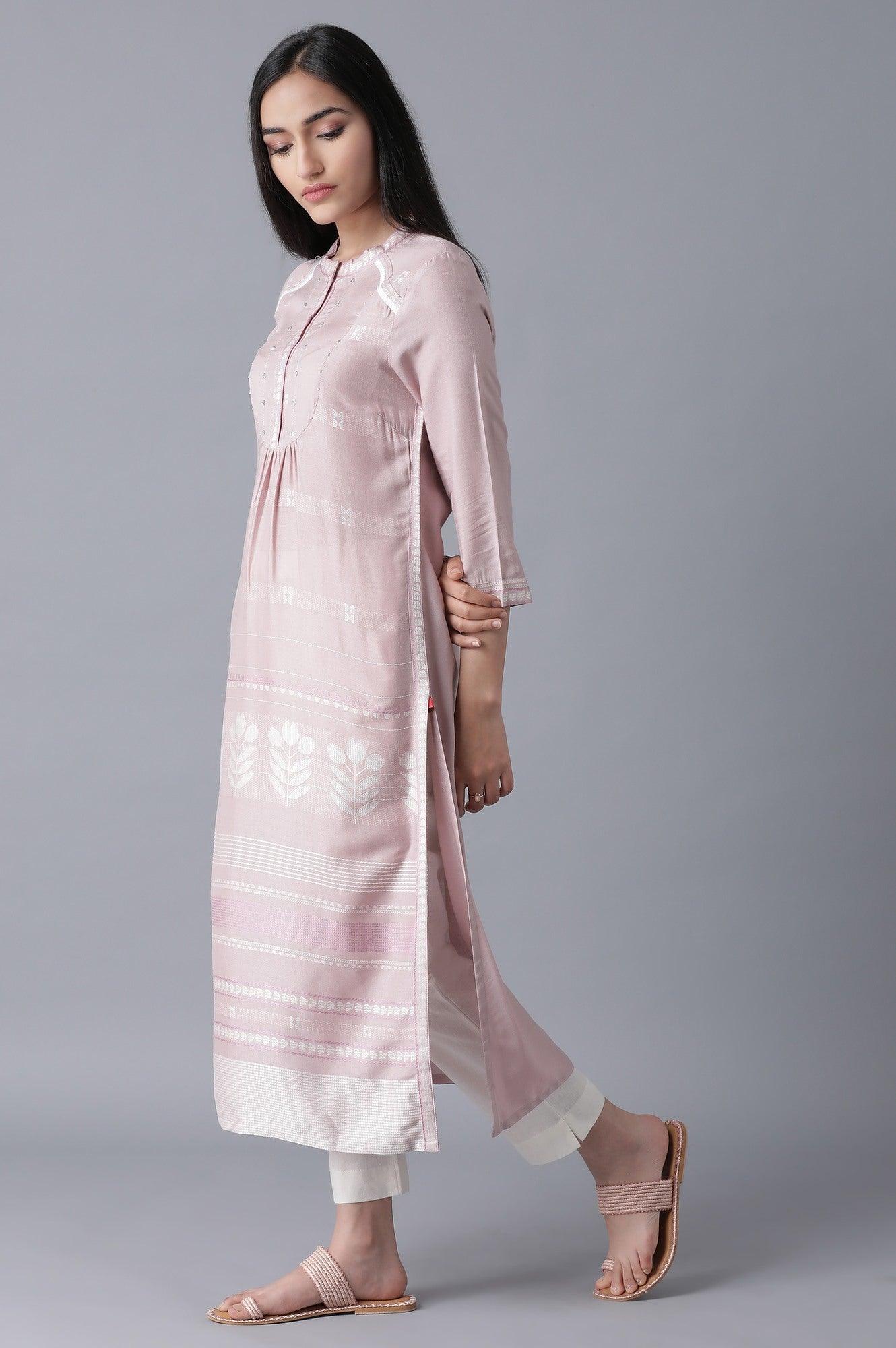 Lilac Dobby kurta - wforwoman