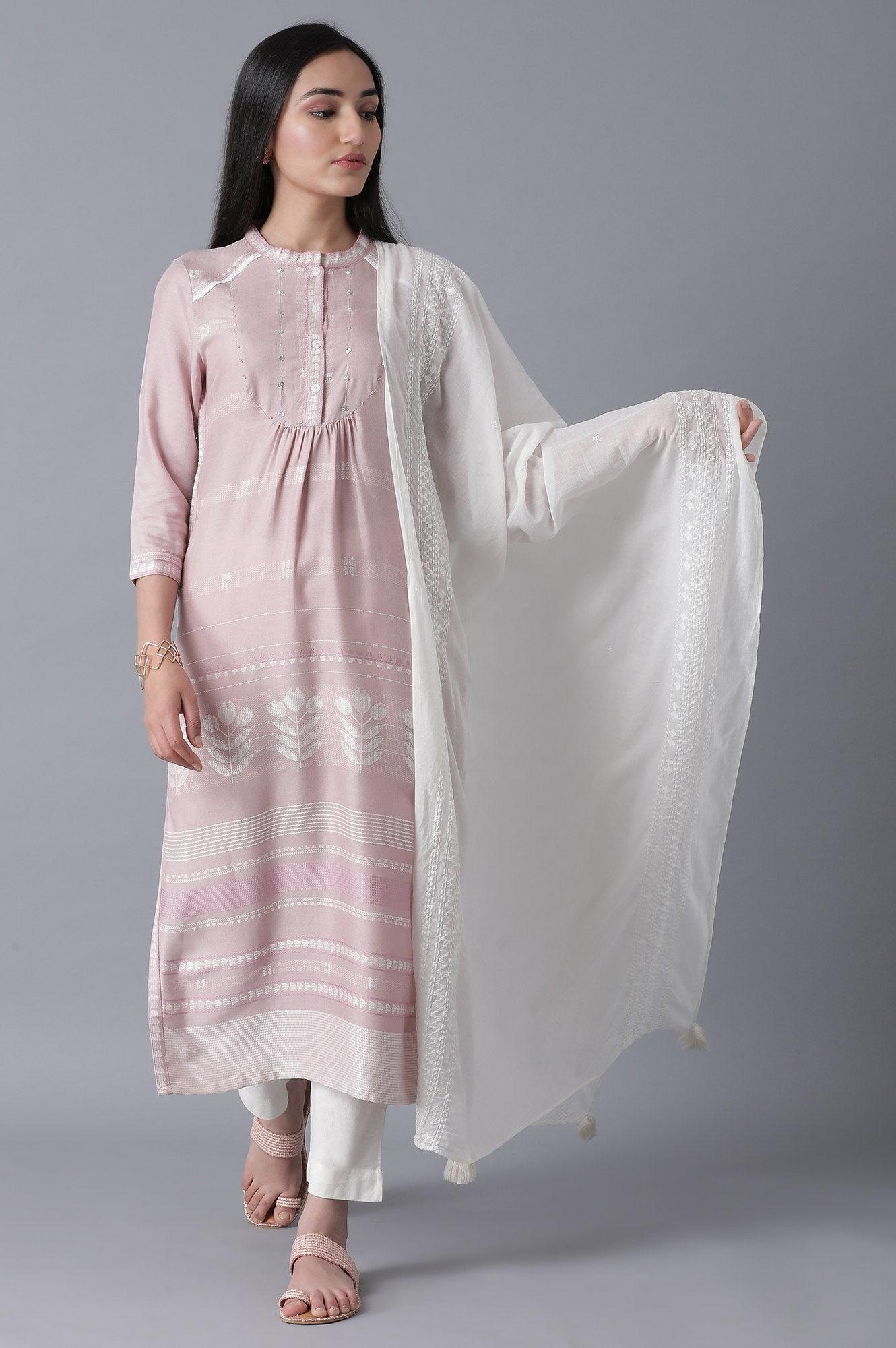 Lilac Dobby kurta - wforwoman