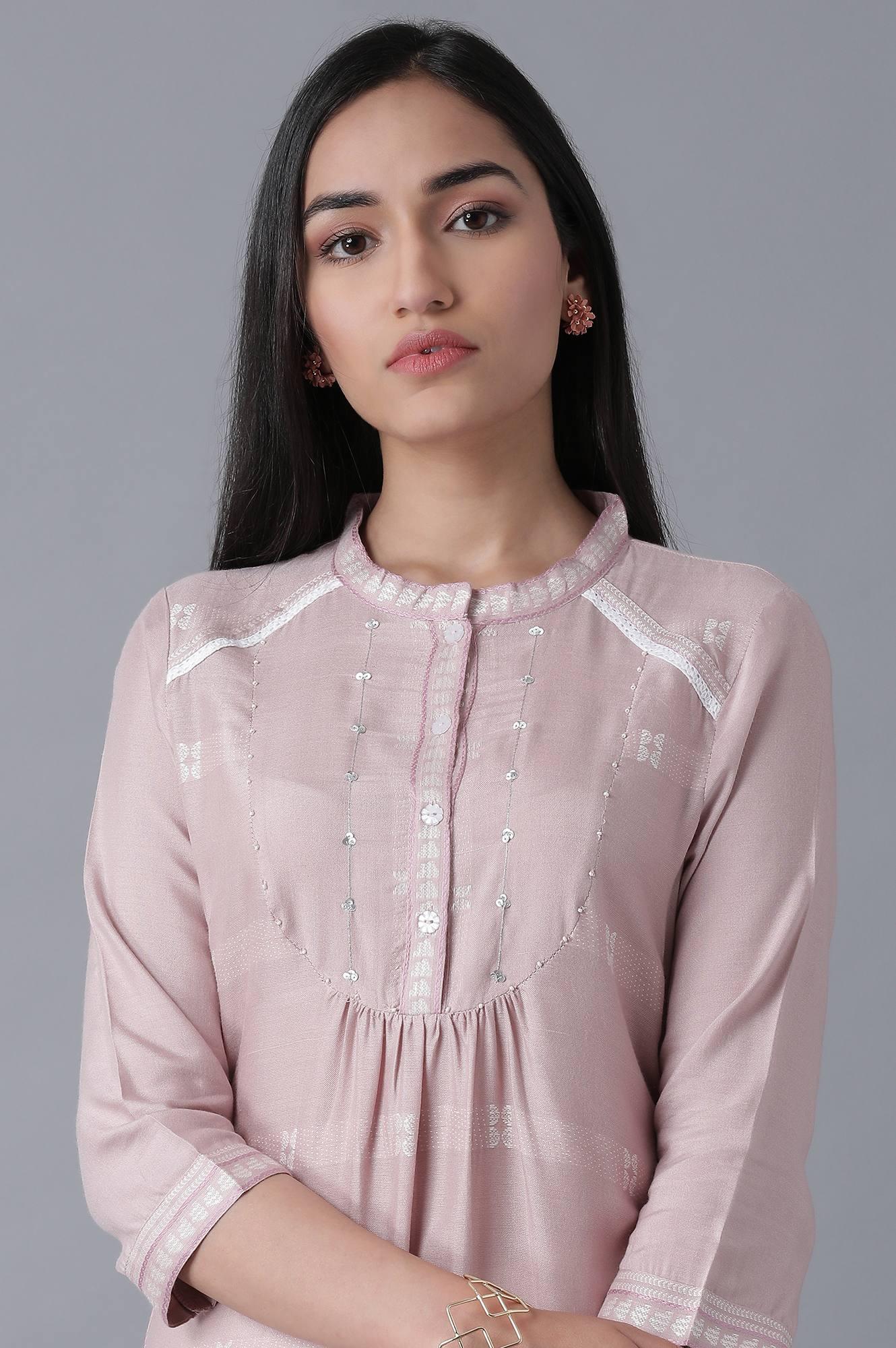 Lilac Dobby kurta - wforwoman