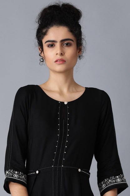 Black Round Neck kurta